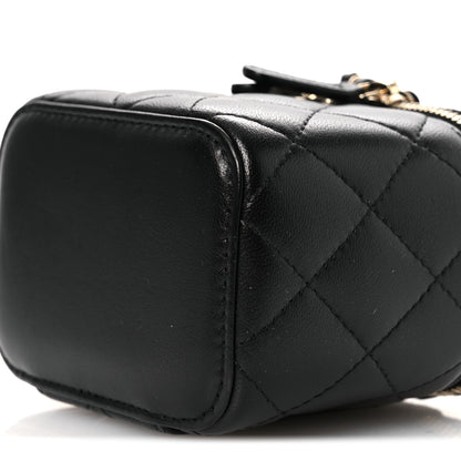 Chanel Lambskin Quilted Top Handle Mini Vanity Case With Chain Black 10 of 13