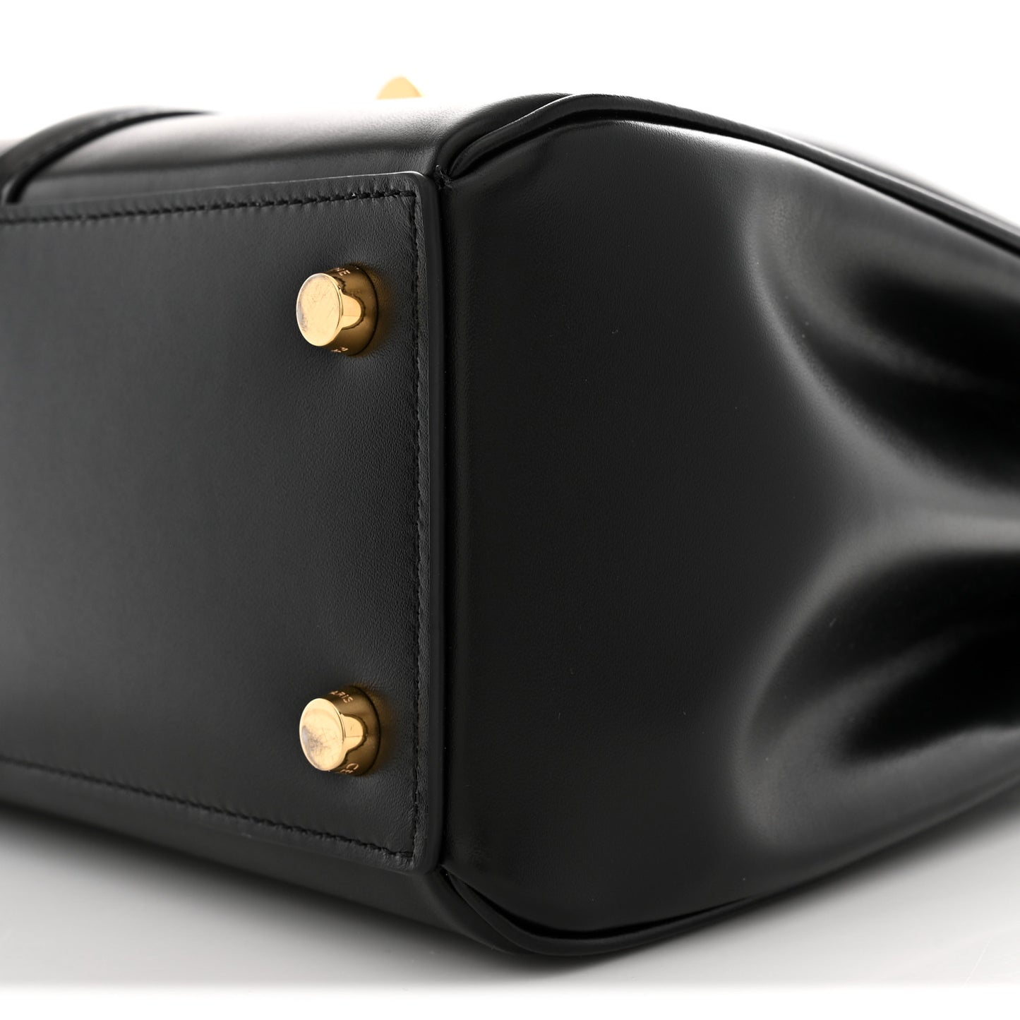 Satinated Calfskin Small 16 Top Handle Bag Black