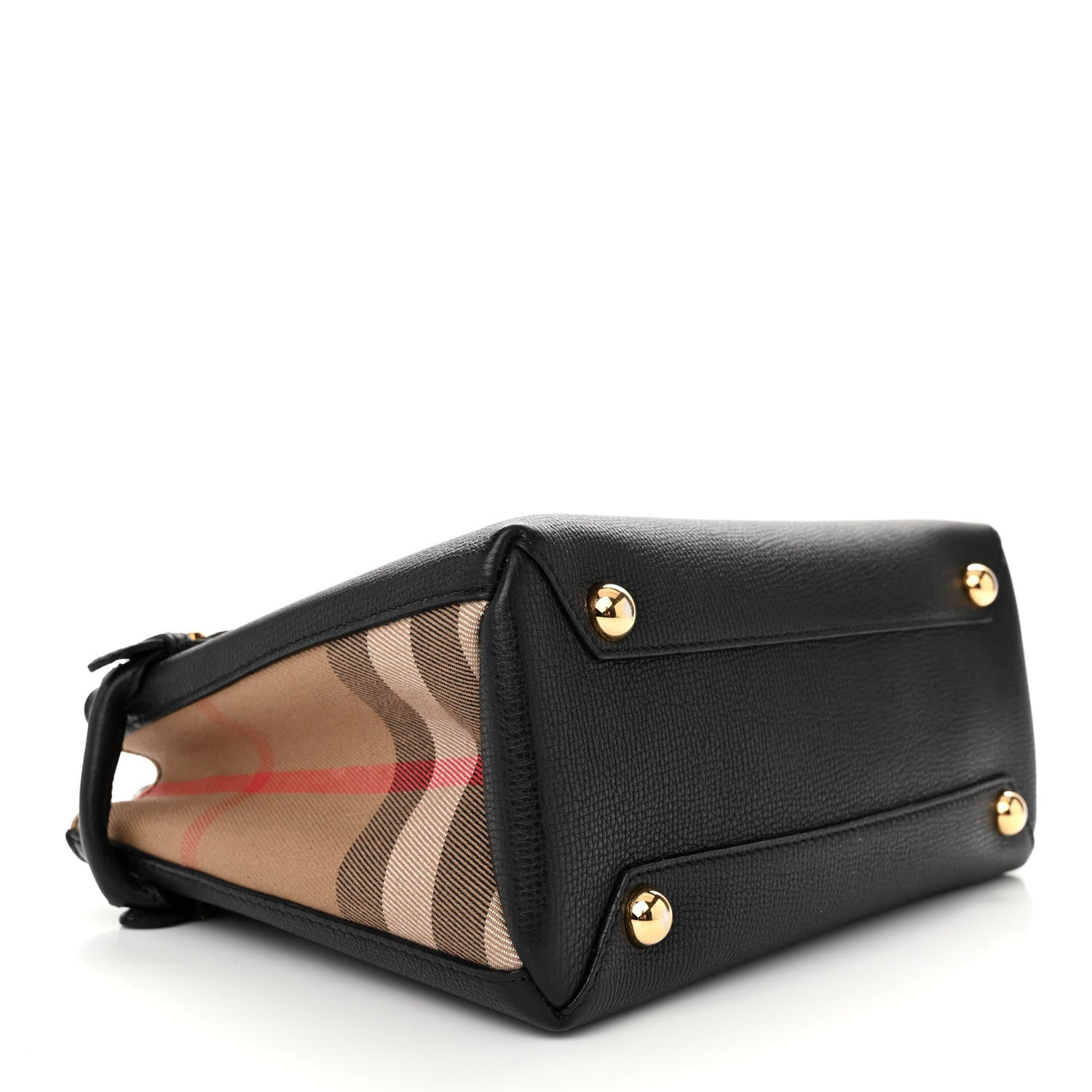 Burberry Derby Calfskin House Check Small Banner Tote Black 4 of 14