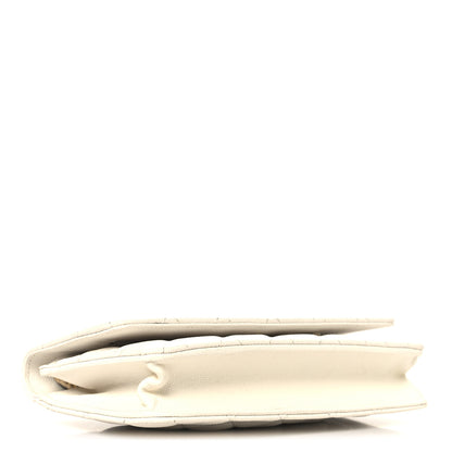 Chanel Shiny Caviar Quilted Flap Charm Wallet On Chain WOC White 4 of 12