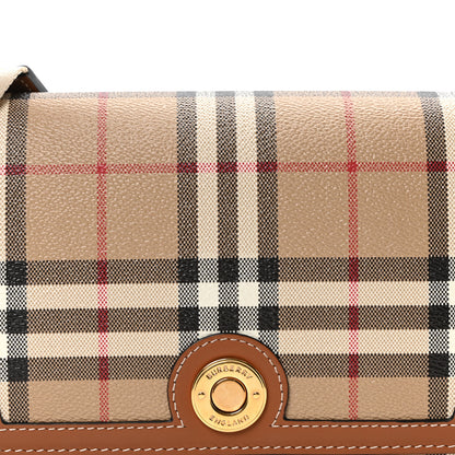 Burberry Coated Canvas Calfskin Vintage Check Medium Note Crossbody Bag Brown 8 of 10