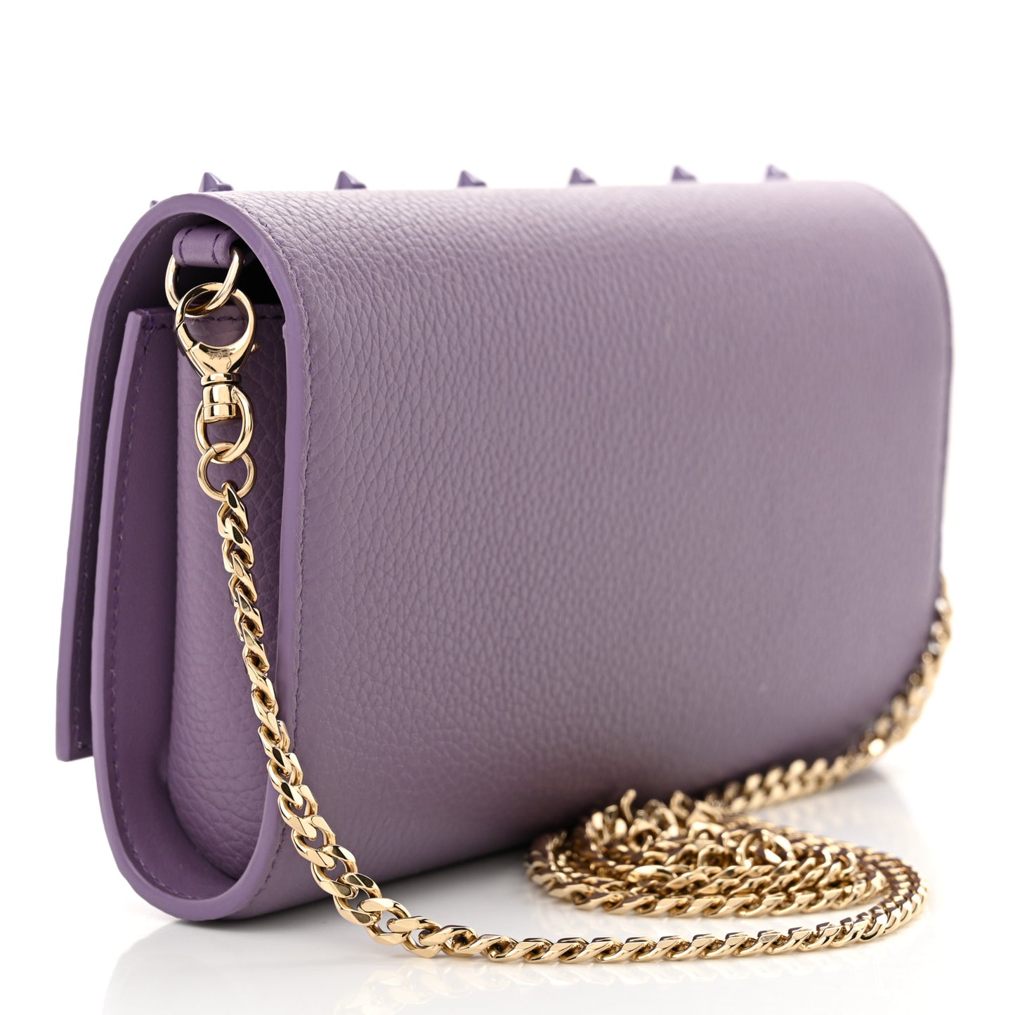 Calfskin Spikes Loubinthesky Paloma Clutch Parme