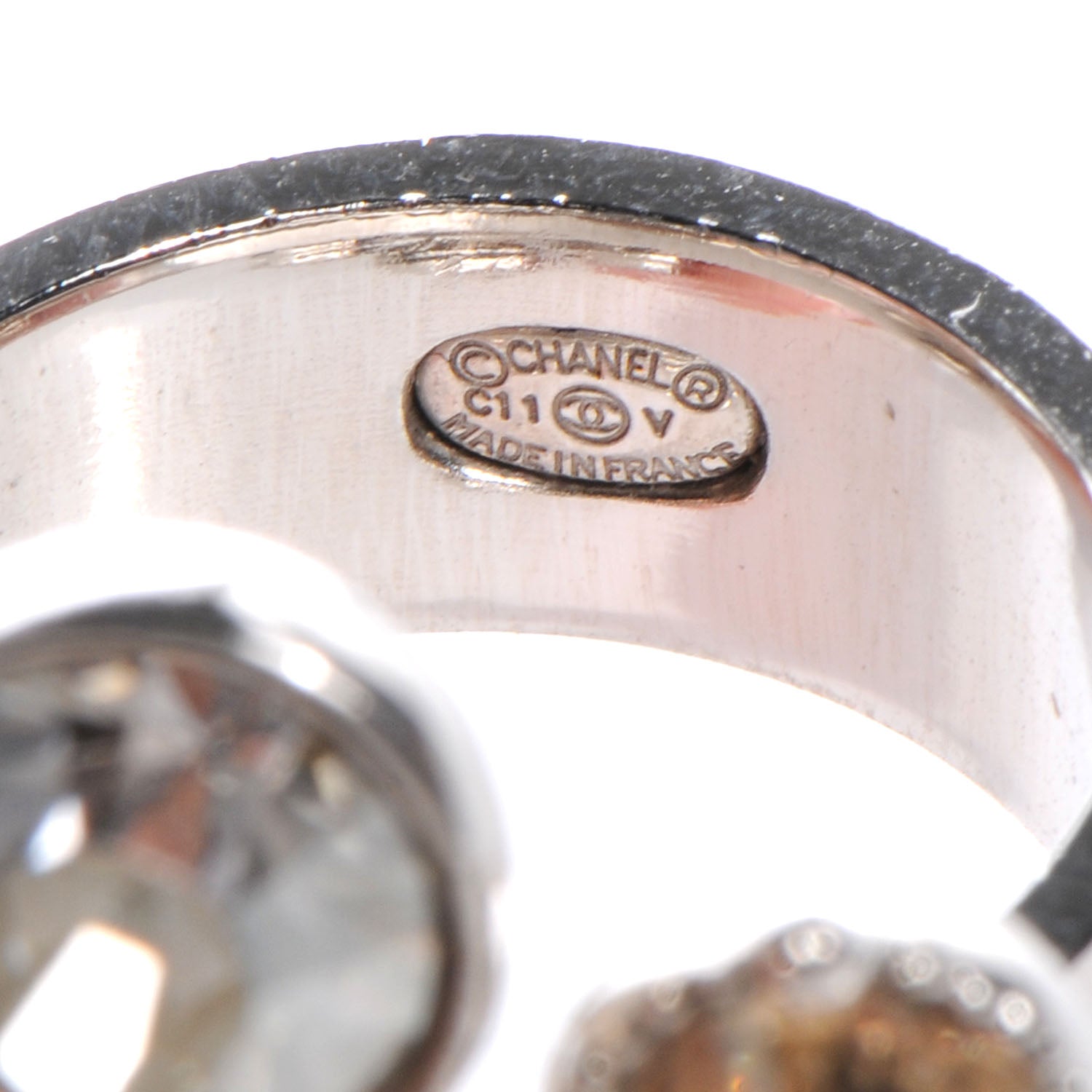 Chanel Crystal CC Ring Silver 6.5 6 of 6