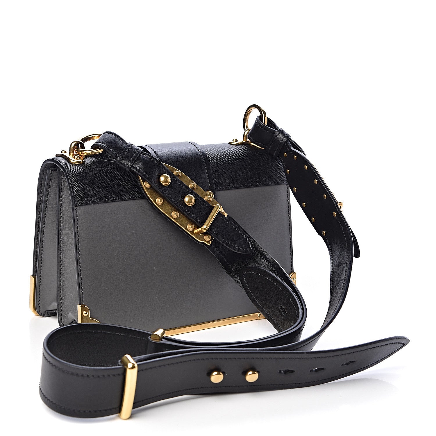 Prada City Calfskin Saffiano Cahier Bag Mercurio Black 3 of 9
