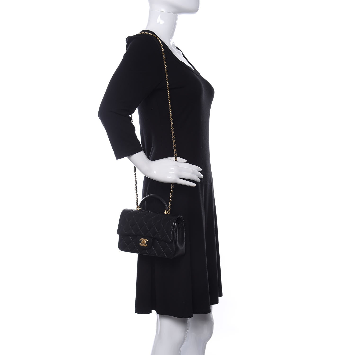Chanel Lambskin Quilted Mini Top Handle Rectangular Flap Black 2 of 11