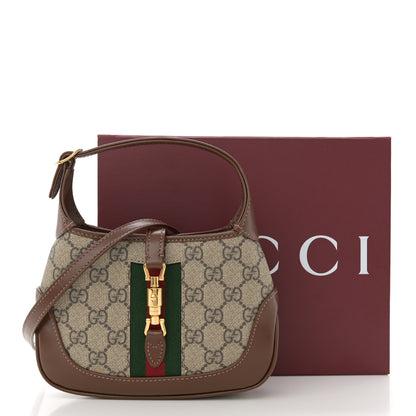Gucci GG Supreme Monogram Azalea Calfskin Web Mini Jackie 1961 Hobo Beige Ebony Brown Sugar 11 of 11