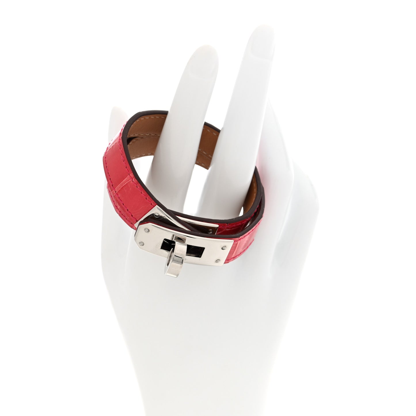 Shiny Alligator Kelly Double Tour Bracelet T2 Bougainvillea