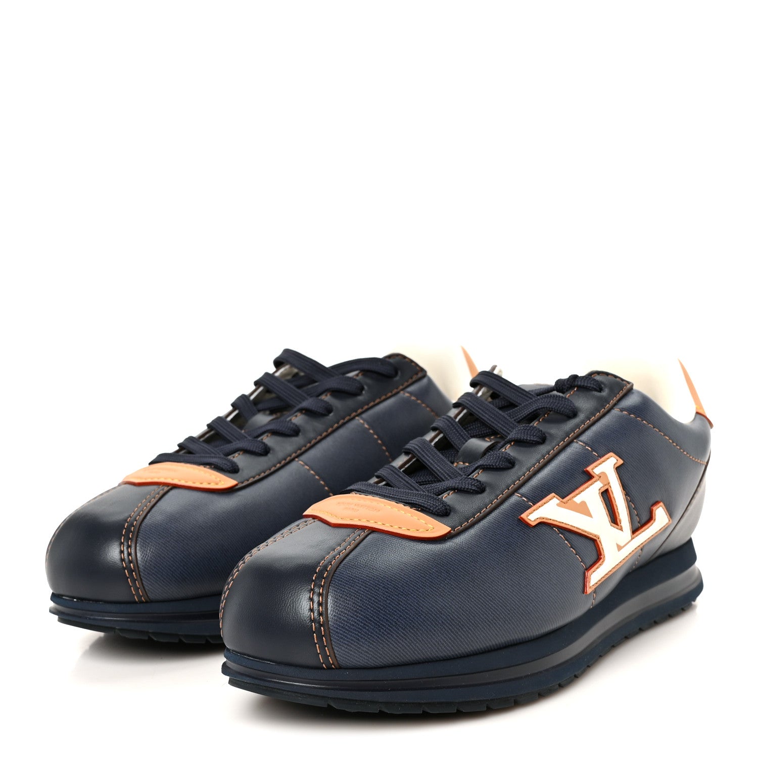 Louis Vuitton Denim Effect Lambskin Mens LV Buttersoft Sneakers 9.5 Navy Blue 4 of 10