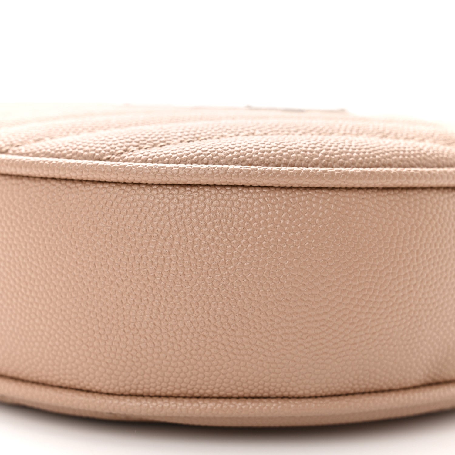 Saint Laurent SAINT LAURENT Grain De Poudre Matelasse Chevron Quilted Round Vinyle Camera Bag Gold Sand 8 of 9