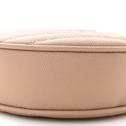Saint Laurent SAINT LAURENT Grain De Poudre Matelasse Chevron Quilted Round Vinyle Camera Bag Gold Sand 8 of 9