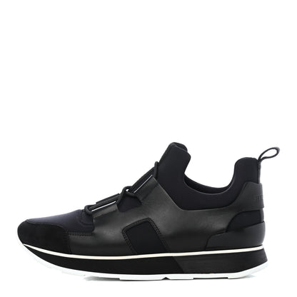Hermes Technical Canvas Calfskin Goatskin Womens Player Sneakers 37 Black 1 of 4
