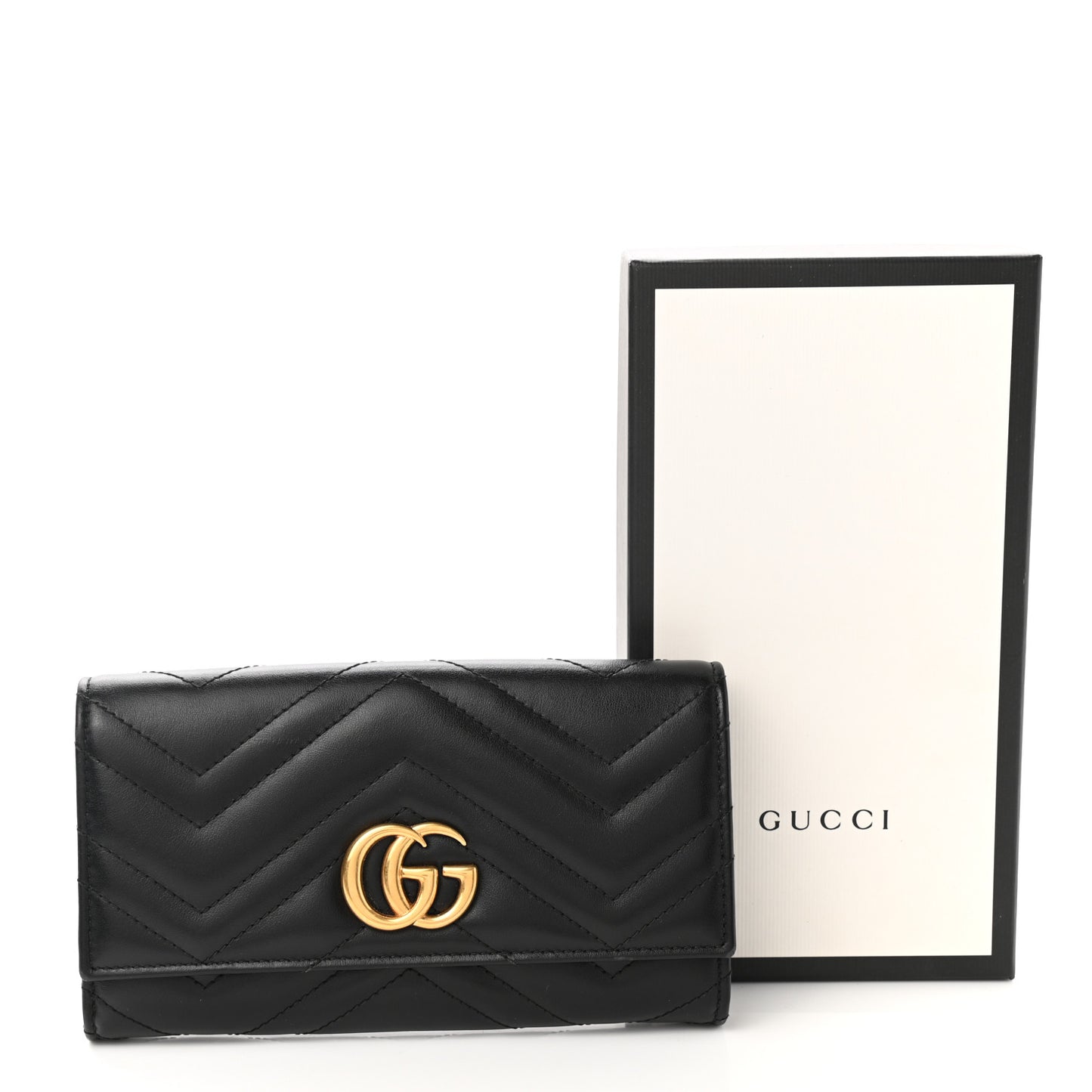 Calfskin Matelasse GG Marmont Continental Wallet Black