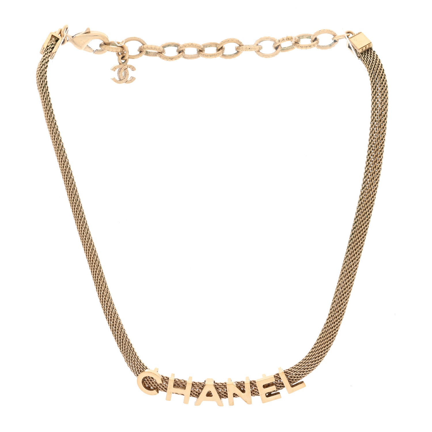 Chanel Mesh Logo Choker Necklace Gold 2 of 5