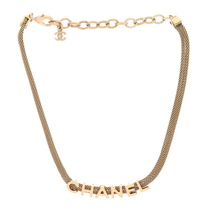 Chanel Mesh Logo Choker Necklace Gold 2 of 5