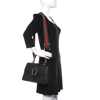 Gucci Dollar Calfskin Crystal Web Medium Dionysus Bamboo Top Handle Bag Black Black Diamond 3 of 13