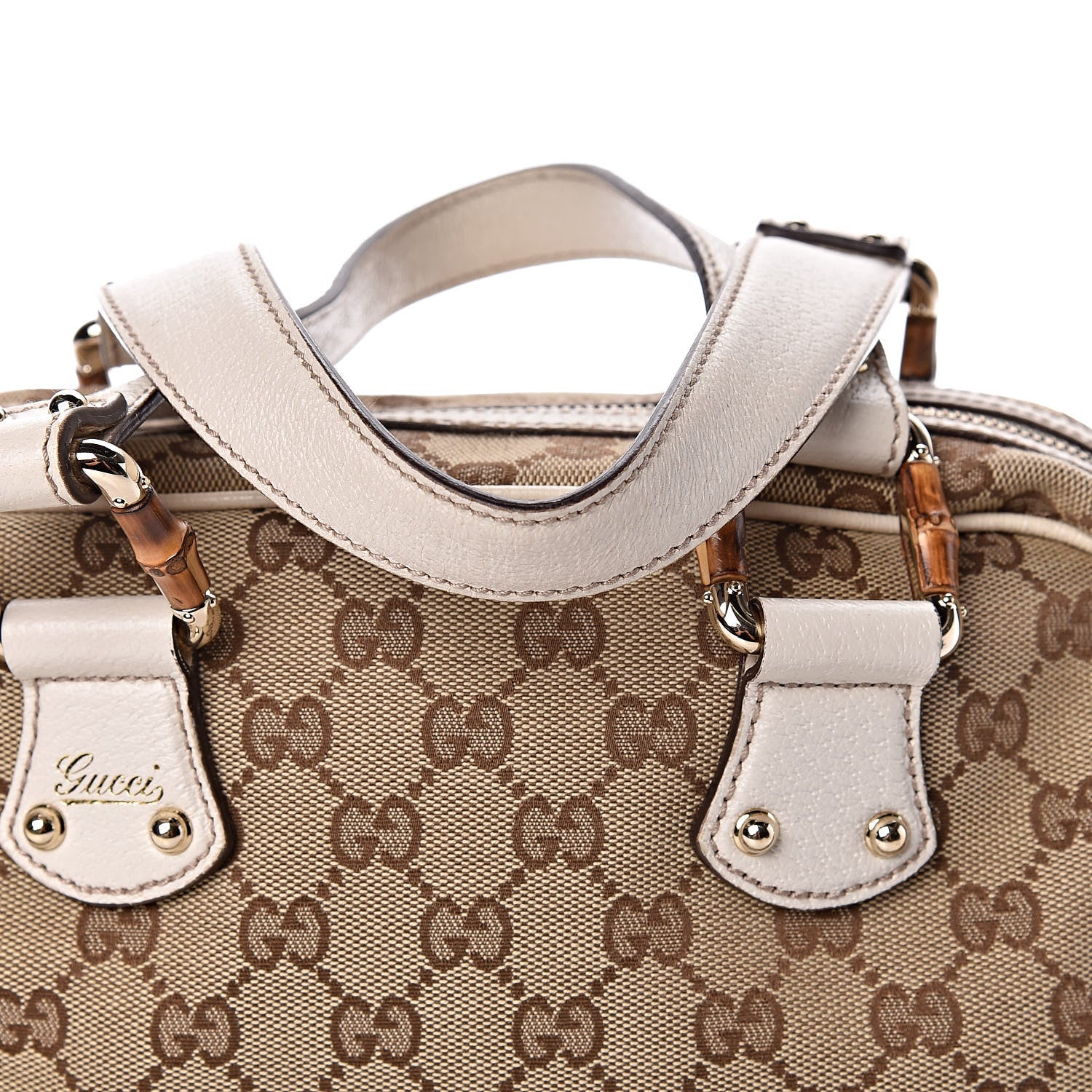 Gucci Monogram Bamboo Boston Off White 10 of 14