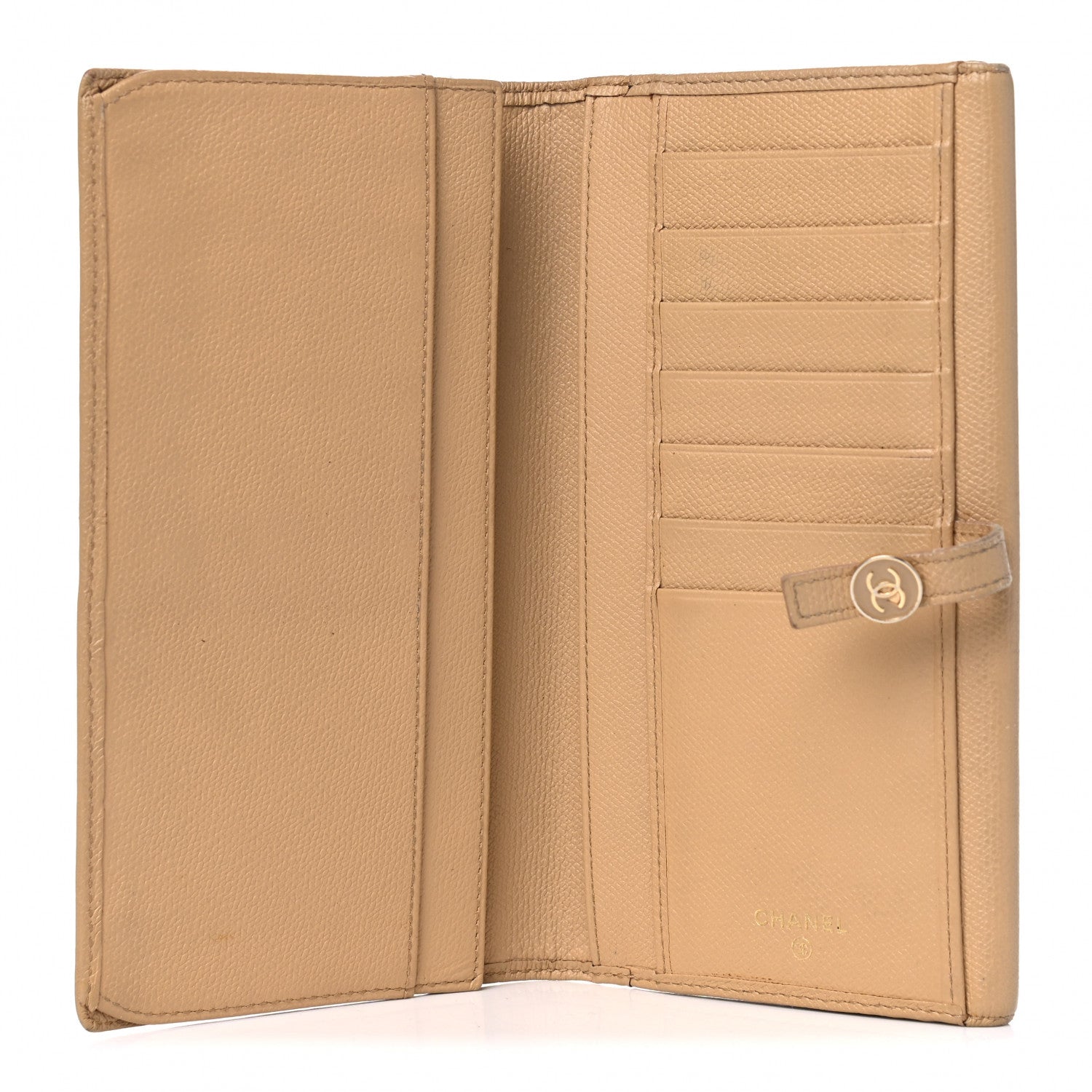 Chanel Grained Calfskin CC Button Long Wallet Beige 4 of 14