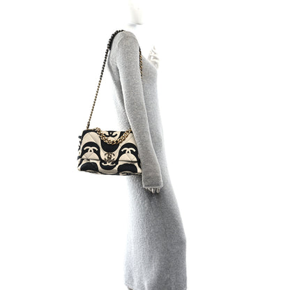 Chanel Fabric Printed Large Chanel 19 Flap Black Ecru 2 of 10