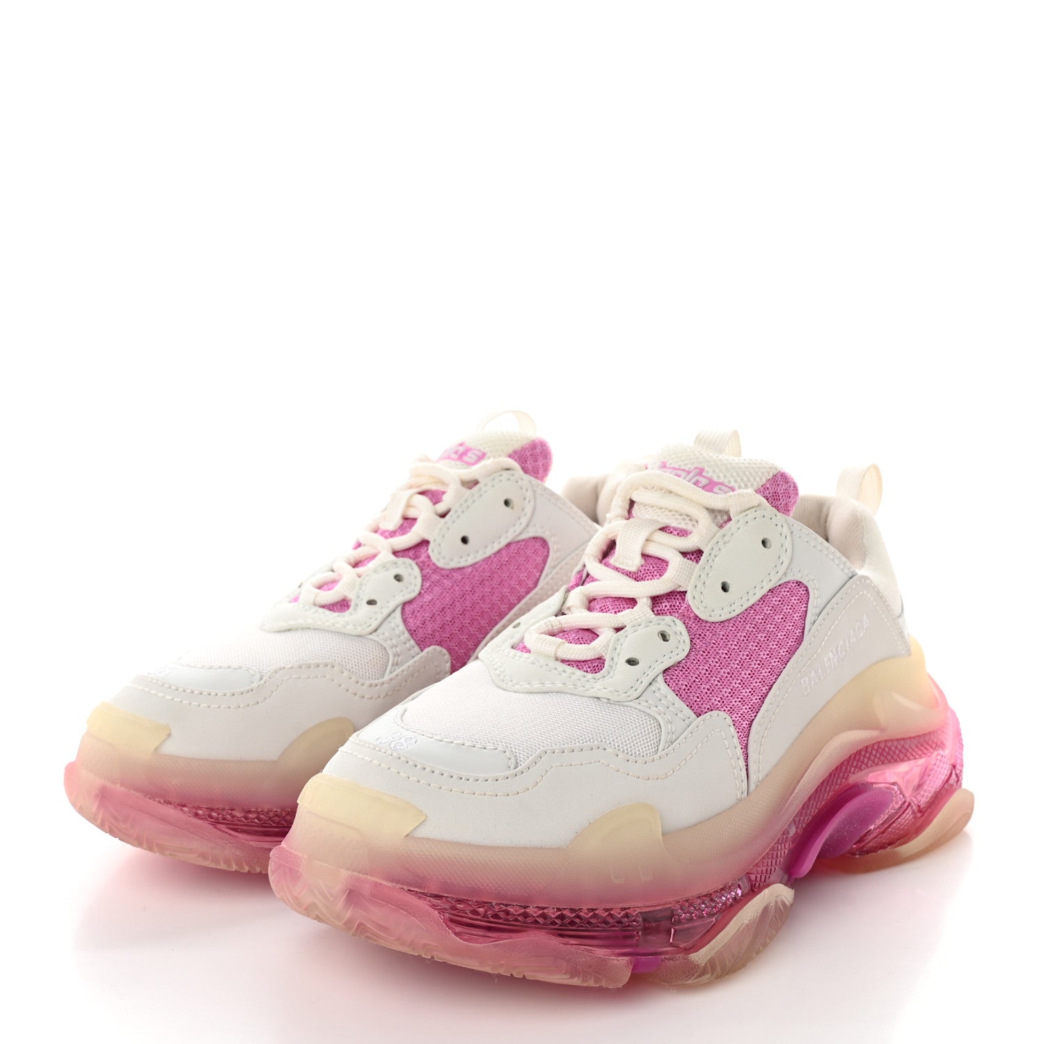 Balenciaga Fabric Mesh Clear Sole Womens Triple S Sneakers 38 White Pink 3 of 11