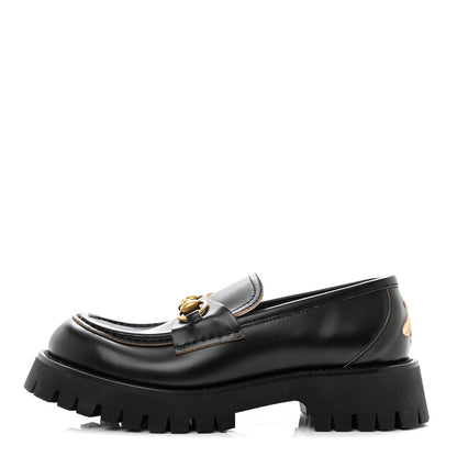 Gucci Cordovan Lux Womens Harald Horsebit 25mm Platform Loafers 39 Black 1 of 8