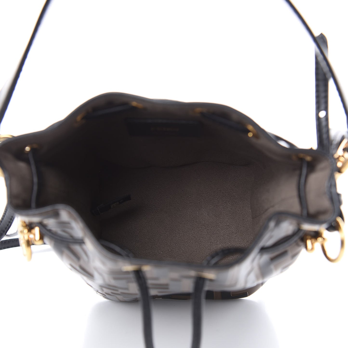 Vitello Liberty F is Fendi Bi-Color FF 1974 Embossed Mini Mon Tresor Bucket Bag Maya Black