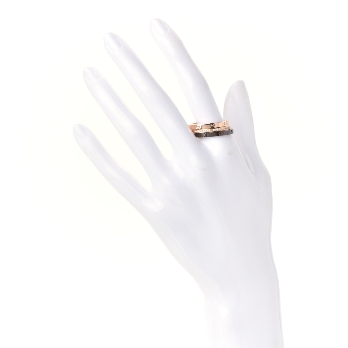 18K Pink Gold Diamond Ceramic LOVE Ring Set 61 9.5