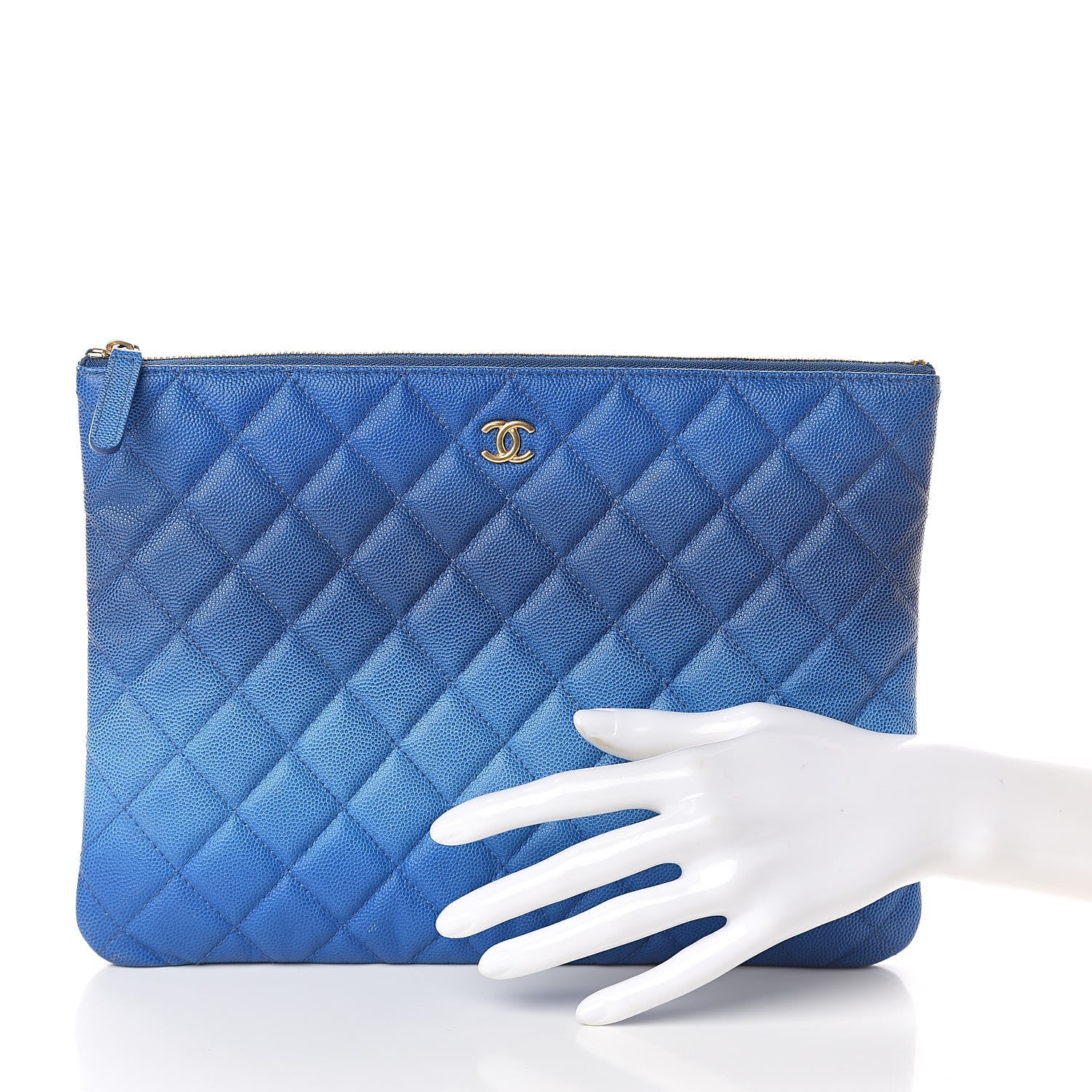 Chanel Caviar Ombre Medium Cosmetic Case Blue 2 of 9