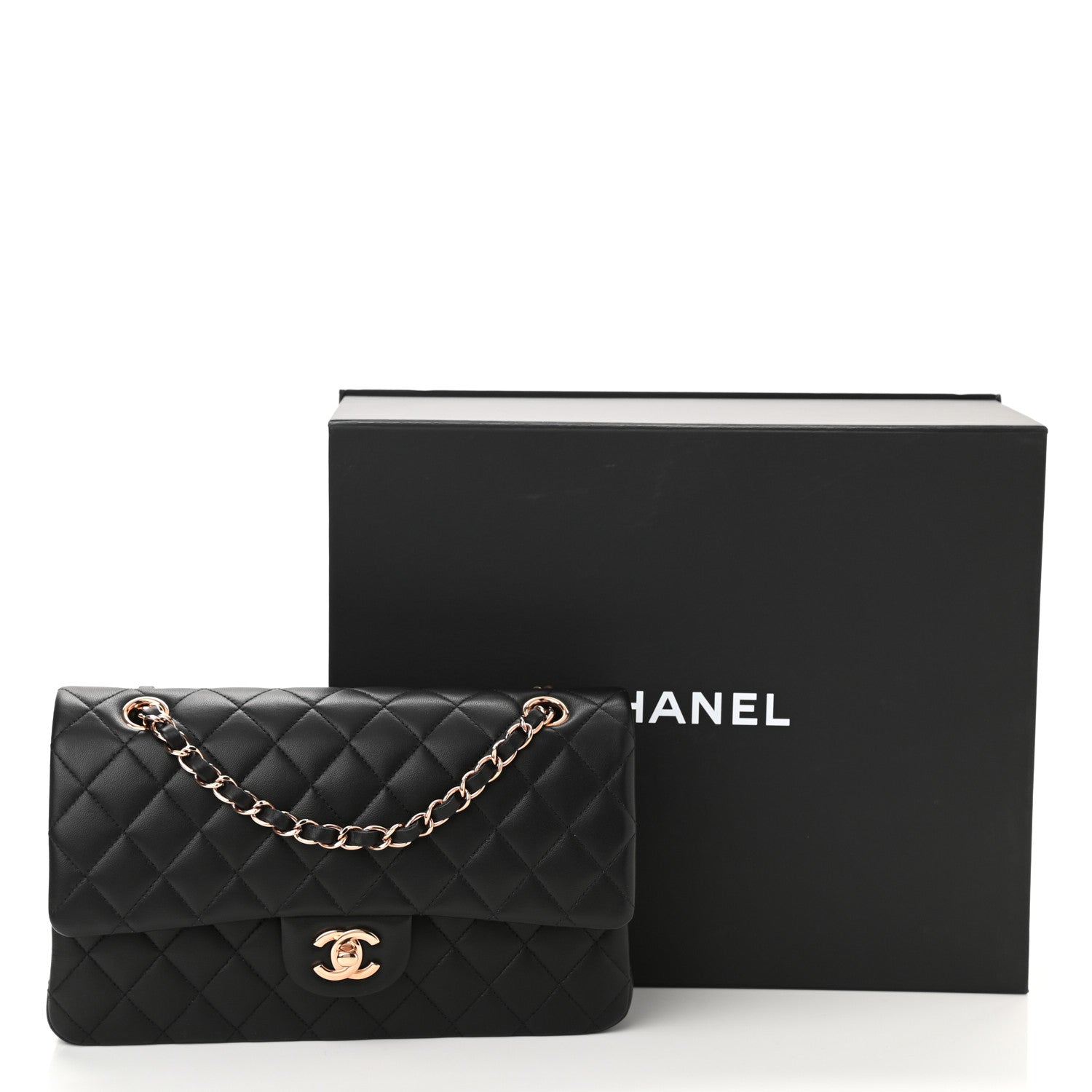 Chanel Lambskin Quilted Medium Double Flap Black 11 of 11