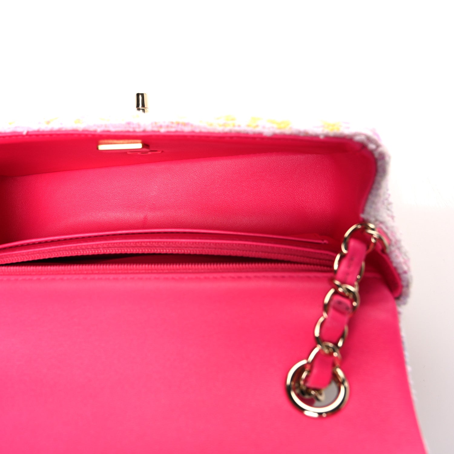 Chanel Tweed Quilted Enamel CC Logo Mini Rectangular Flap Pink Multicolor 5 of 11