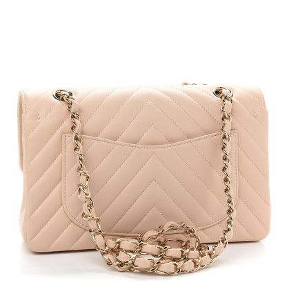 Chanel Caviar Chevron Quilted Small Double Flap Beige 3 of 9
