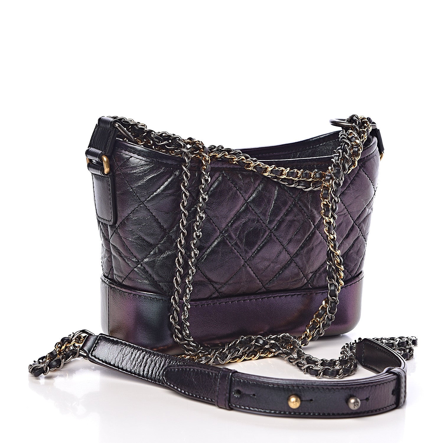 Chanel Iridescent Aged Calfskin Quilted Small Gabrielle Hobo Black 3 of 10