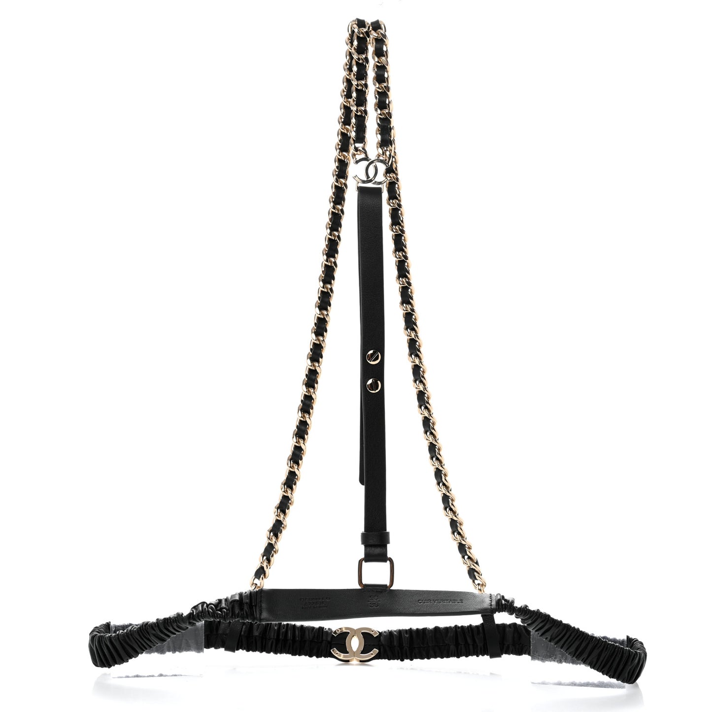 Lambskin Calfskin CC Chain Belt Suspenders 90 36 Black