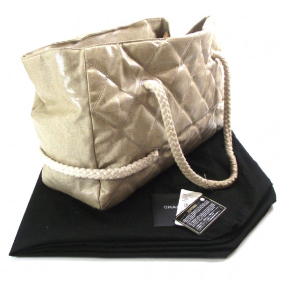 Coated Canvas Large CC Yacht Tote Beige White