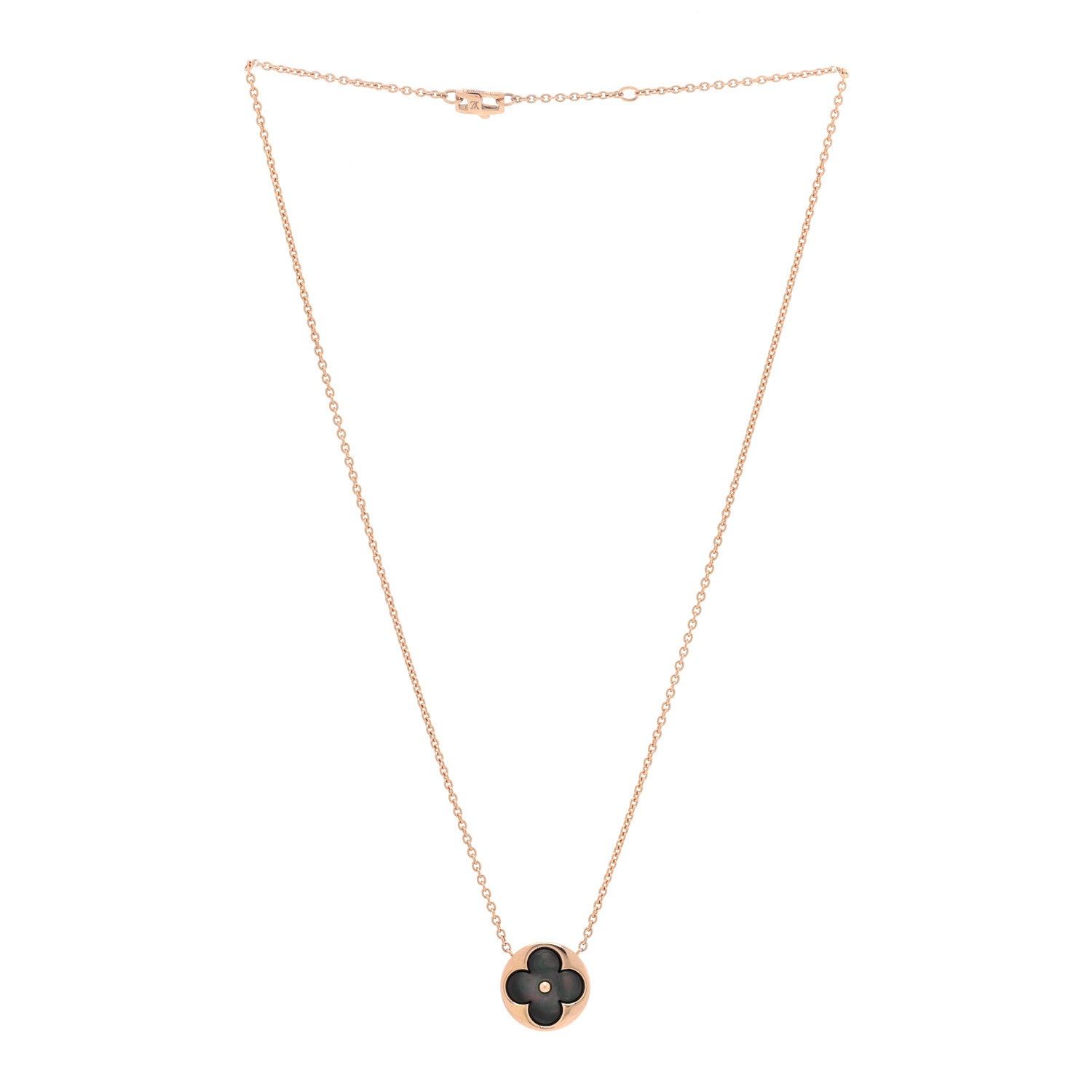 Louis Vuitton 18K Pink Gold Grey Mother Of Pearl Blossom Sun Pendant Necklace 2 of 5