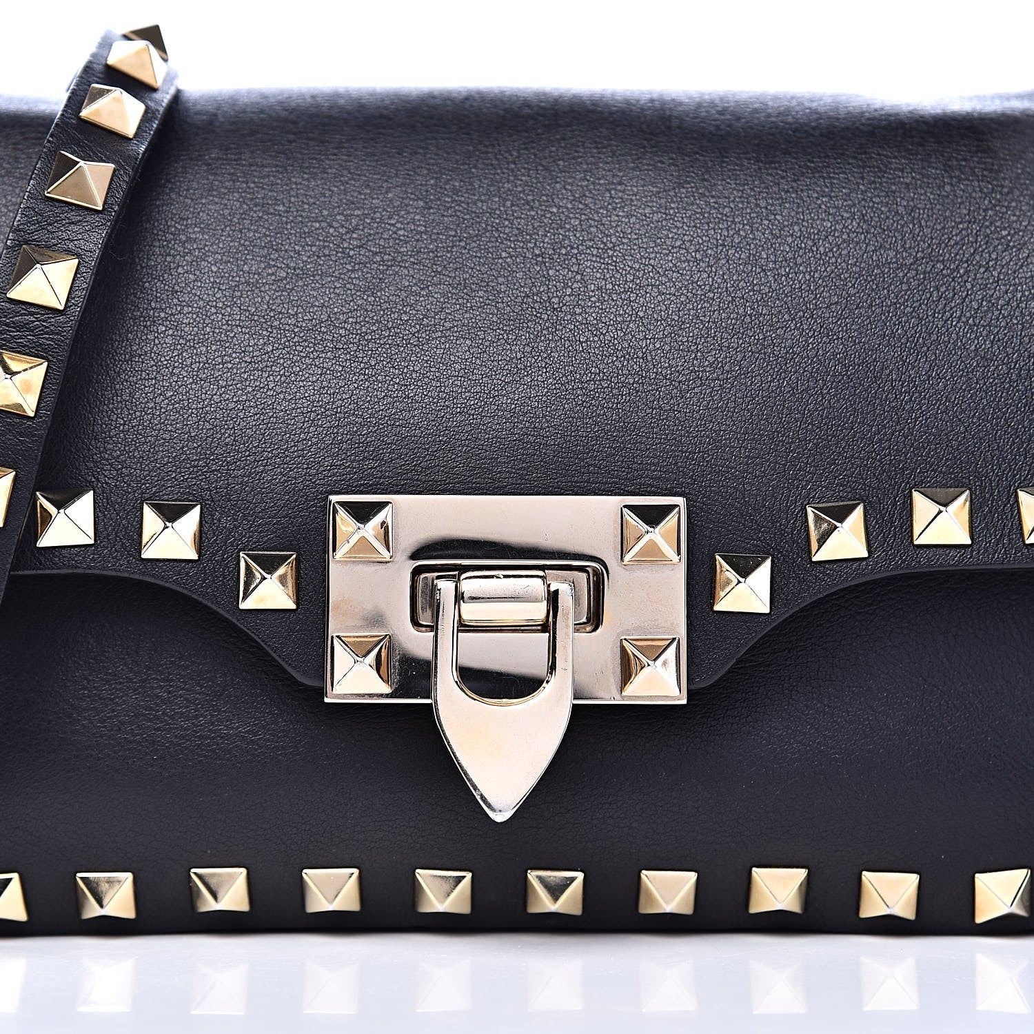 Valentino Garavani Vitello Mini Rockstud Flap Saddle Crossbody Bag Black 11 of 11