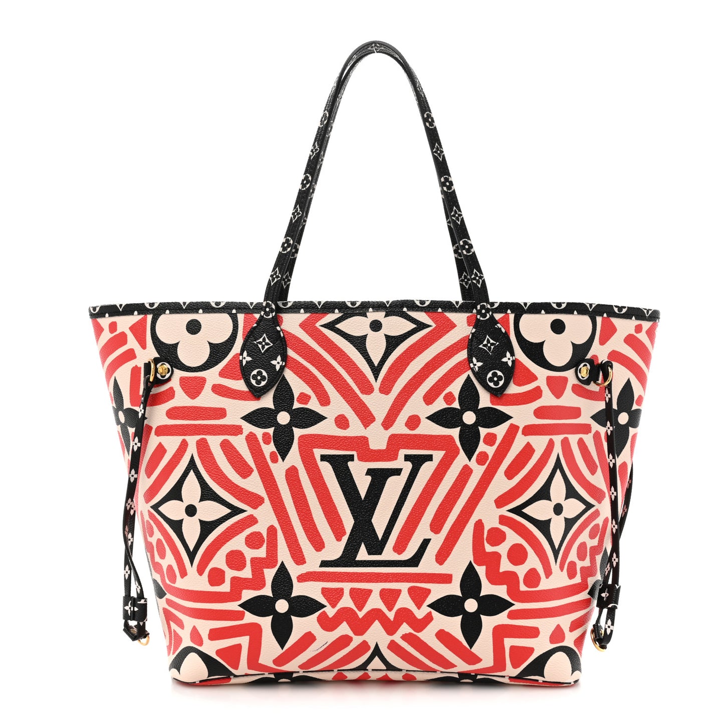 Monogram Giant Crafty Neverfull MM Creme Rouge Black