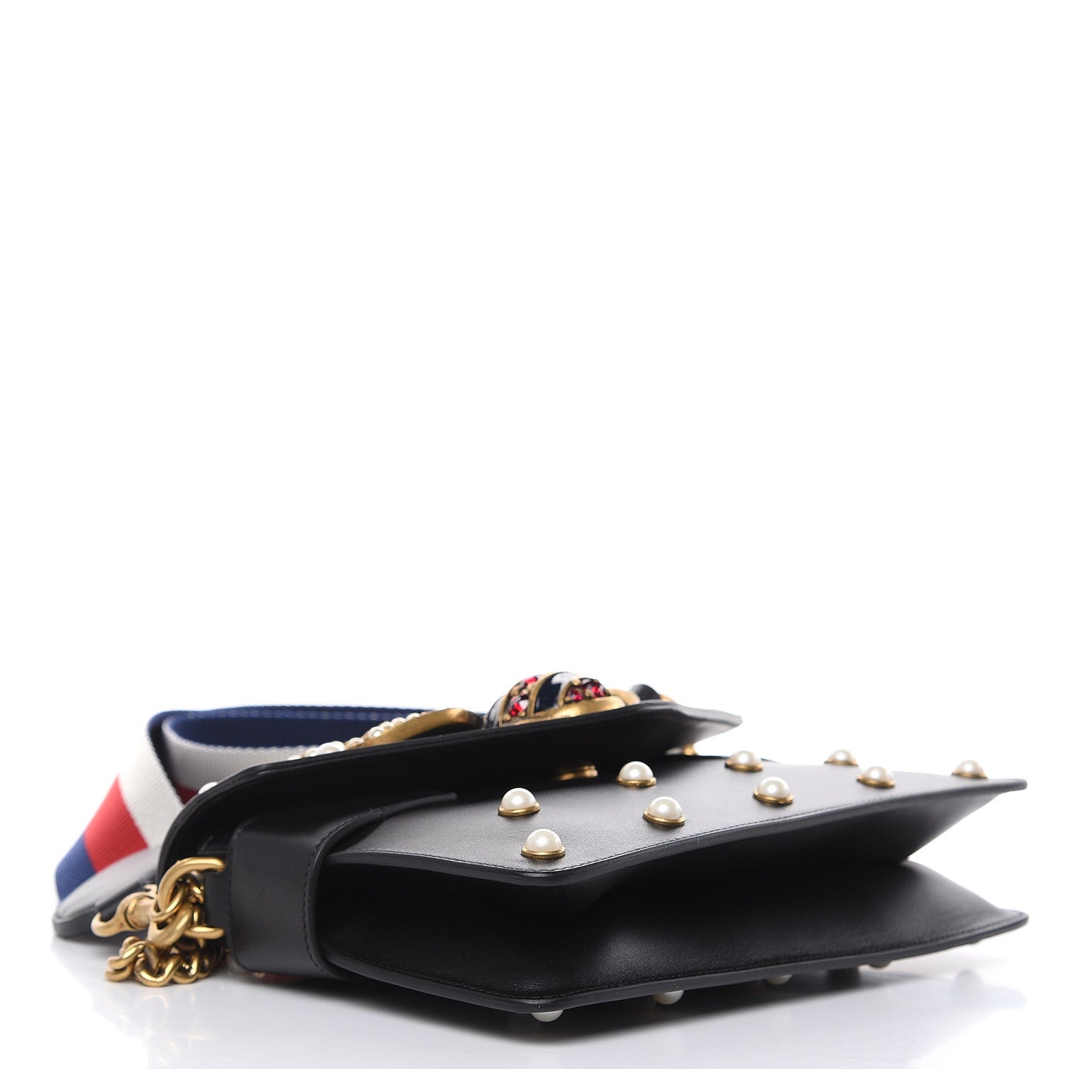 Gucci Nappa Pearl Studded Mini Queen Margaret Broadway Shoulder Bag Black 4 of 10