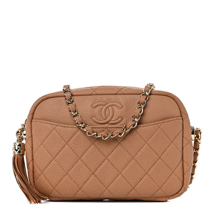 Chanel Iridescent Caviar Quilted Coco Tassel Camera Case Beige 1 of 9