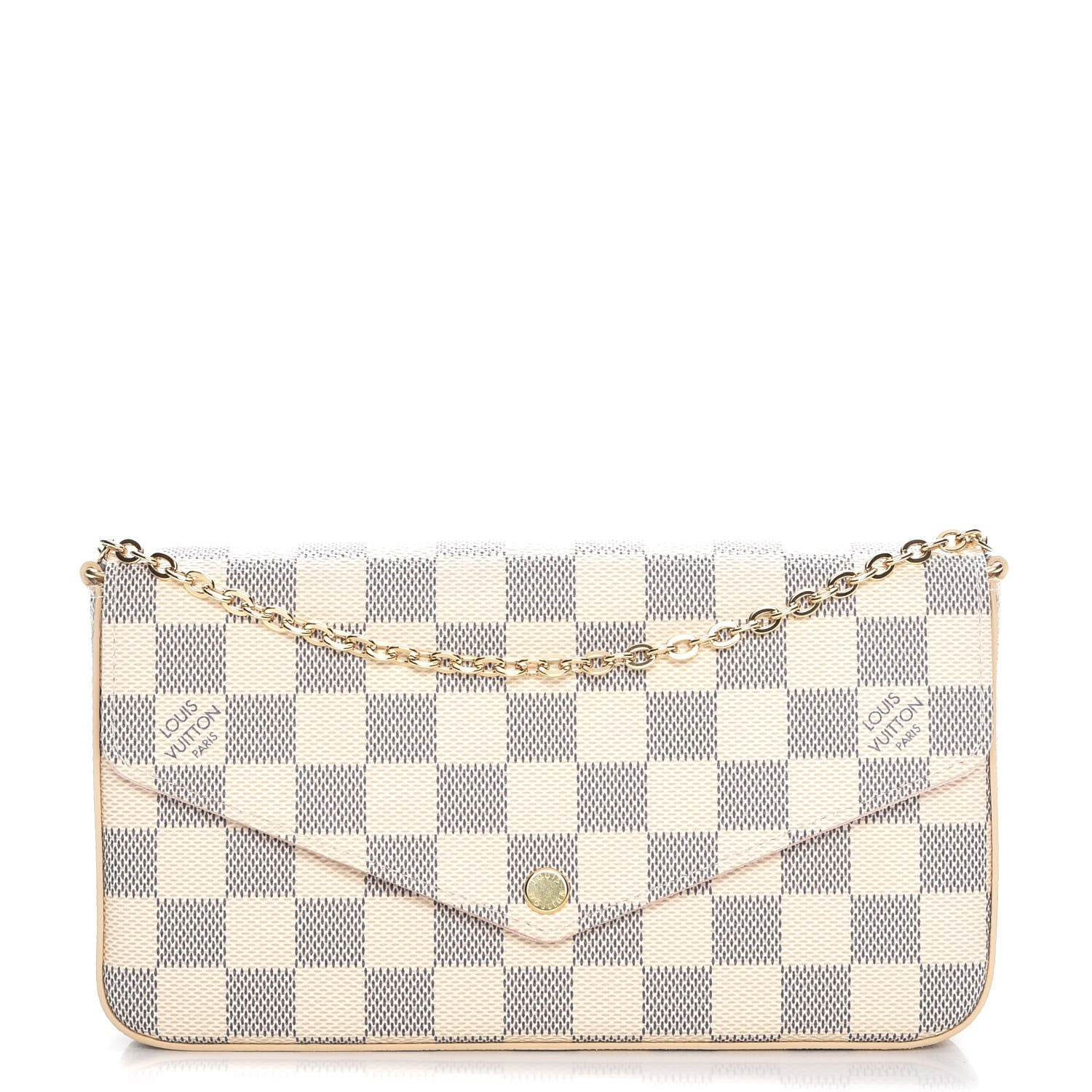 Louis Vuitton Damier Azur Pochette Felicie Chain Wallet Rose Ballerine 1 of 8