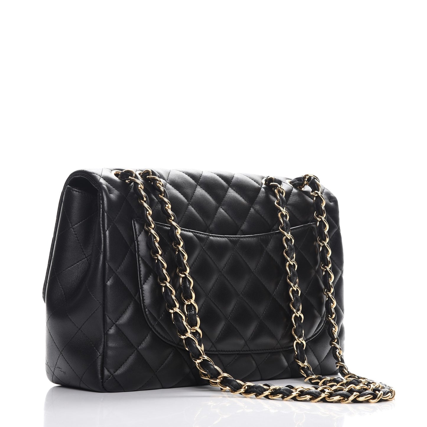 Lambskin Quilted Jumbo Single Flap Black