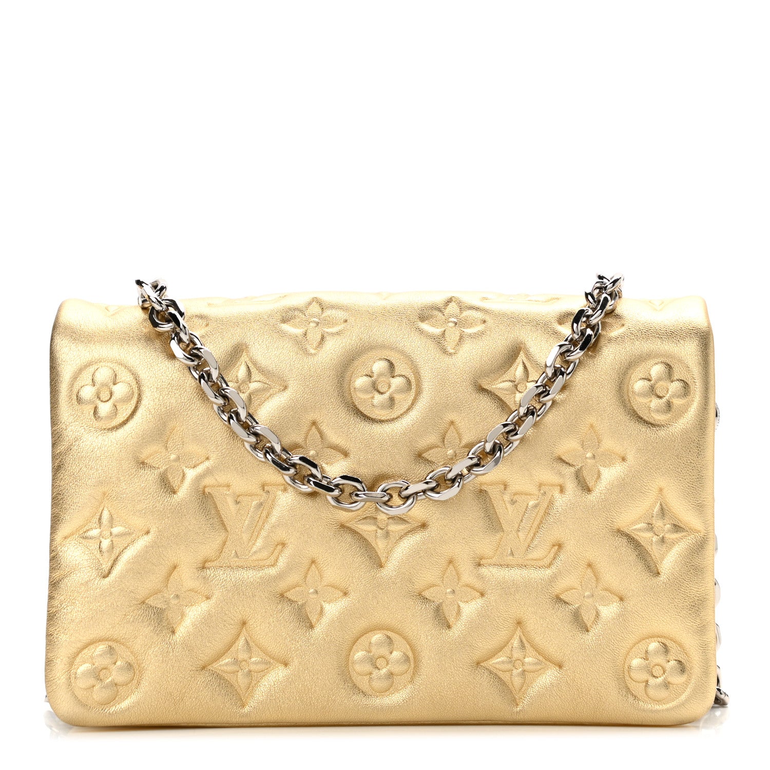 Louis Vuitton Metallic Lambskin Embossed Monogram Pochette Coussin Gold 1 of 9