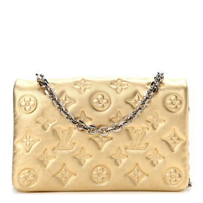 Louis Vuitton Metallic Lambskin Embossed Monogram Pochette Coussin Gold 1 of 9