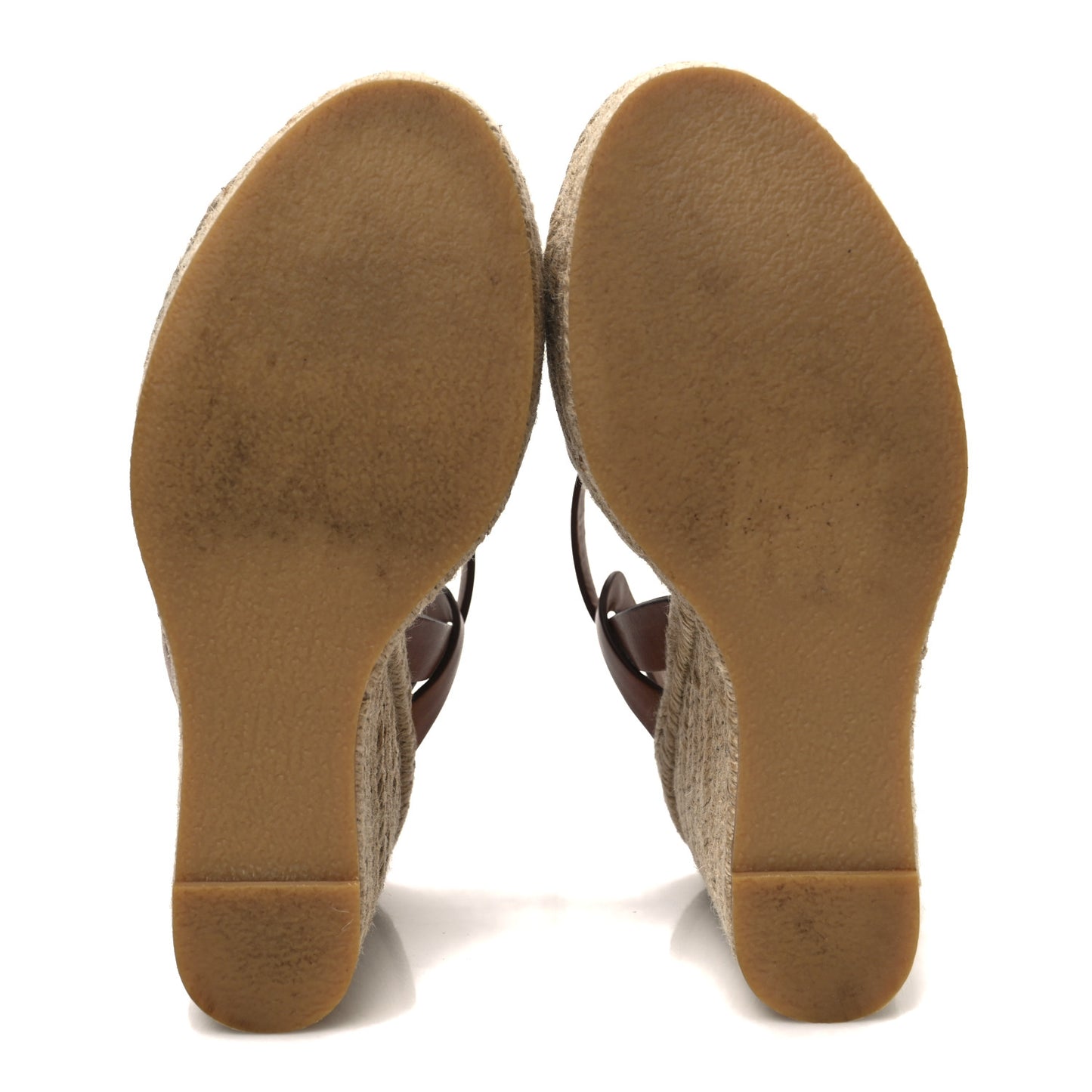 Calfskin 85 Platform Espadrille Wedge Sandals 37.5 Brown