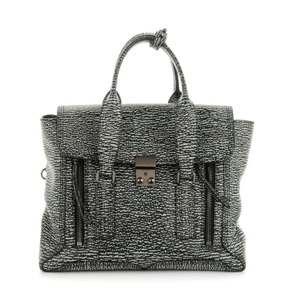 3.1 Phillip Lim 3.1 Textured Calfskin Medium Pashli Satchel Black Cream 1 of 9