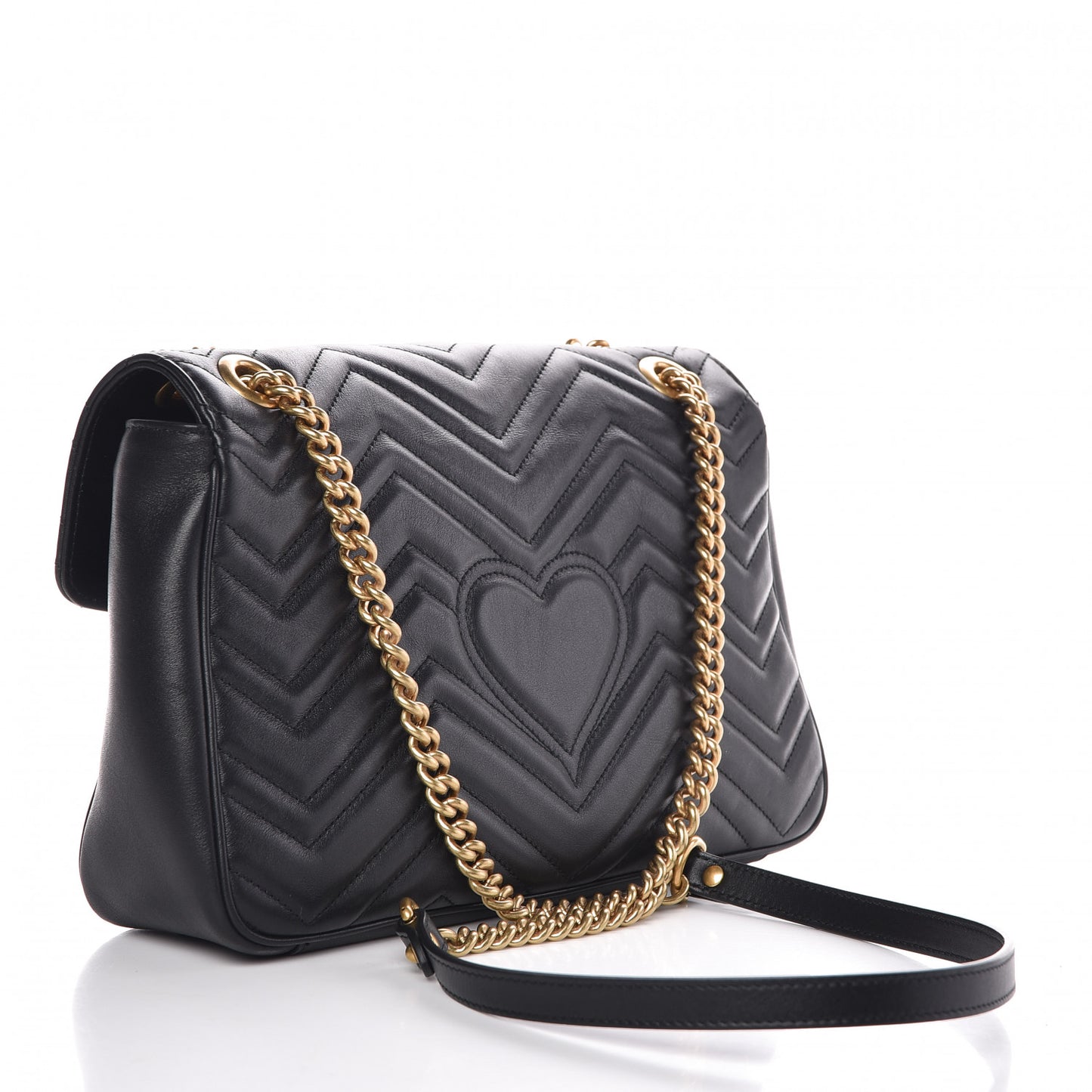 Calfskin Matelasse Medium GG Marmont Shoulder Bag Black