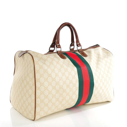 Gucci GG Plus Monogram Web Stripe Large Carry On Duffle Tan 3 of 7