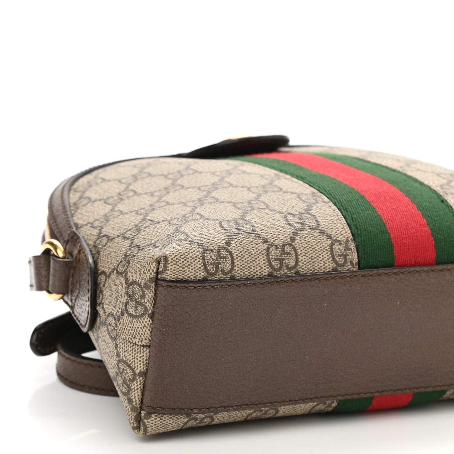 GG Supreme Monogram Textured Dollar Calfskin Web Small Ophidia Dome Shoulder Bag Beige Ebony New Acero