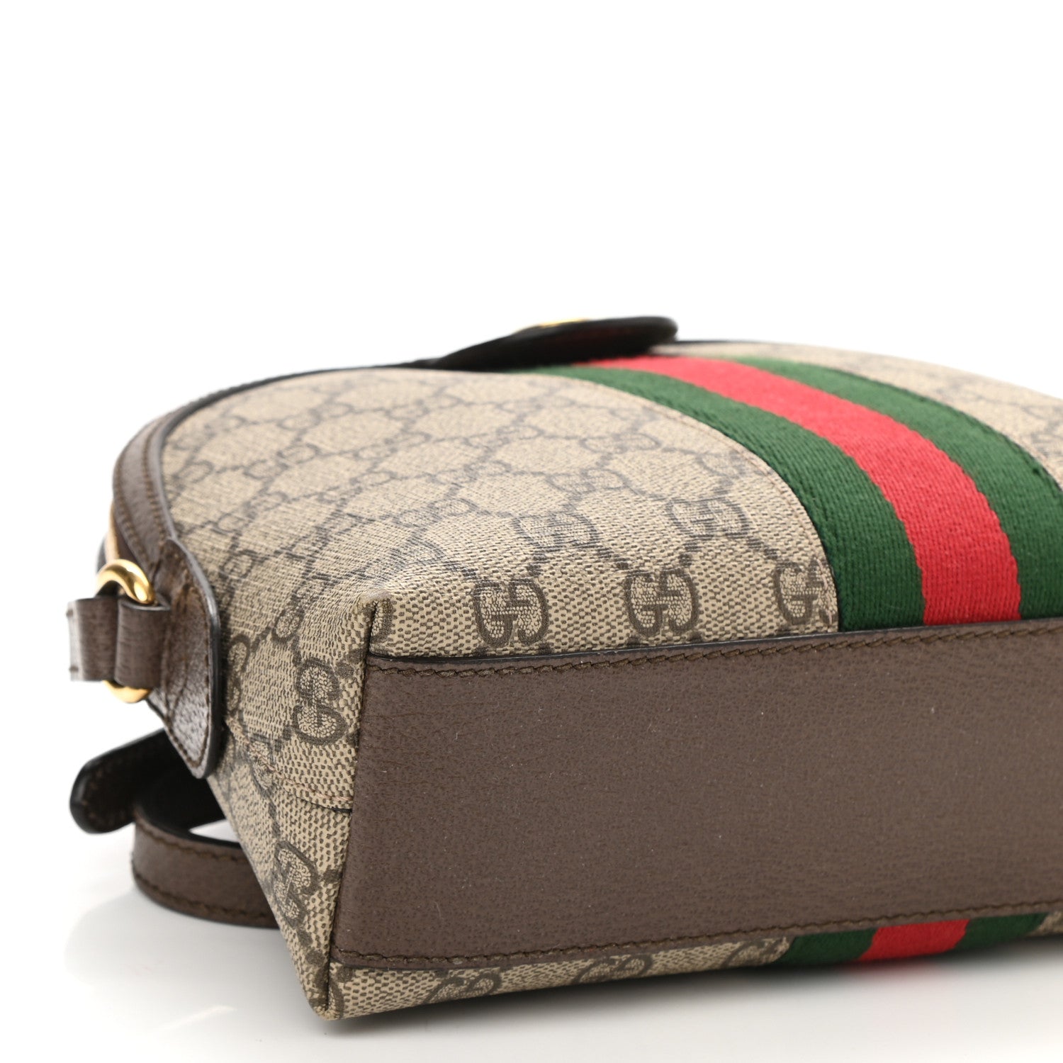 Gucci GG Supreme Monogram Textured Dollar Calfskin Web Small Ophidia Dome Shoulder Bag Beige Ebony New Acero 9 of 10