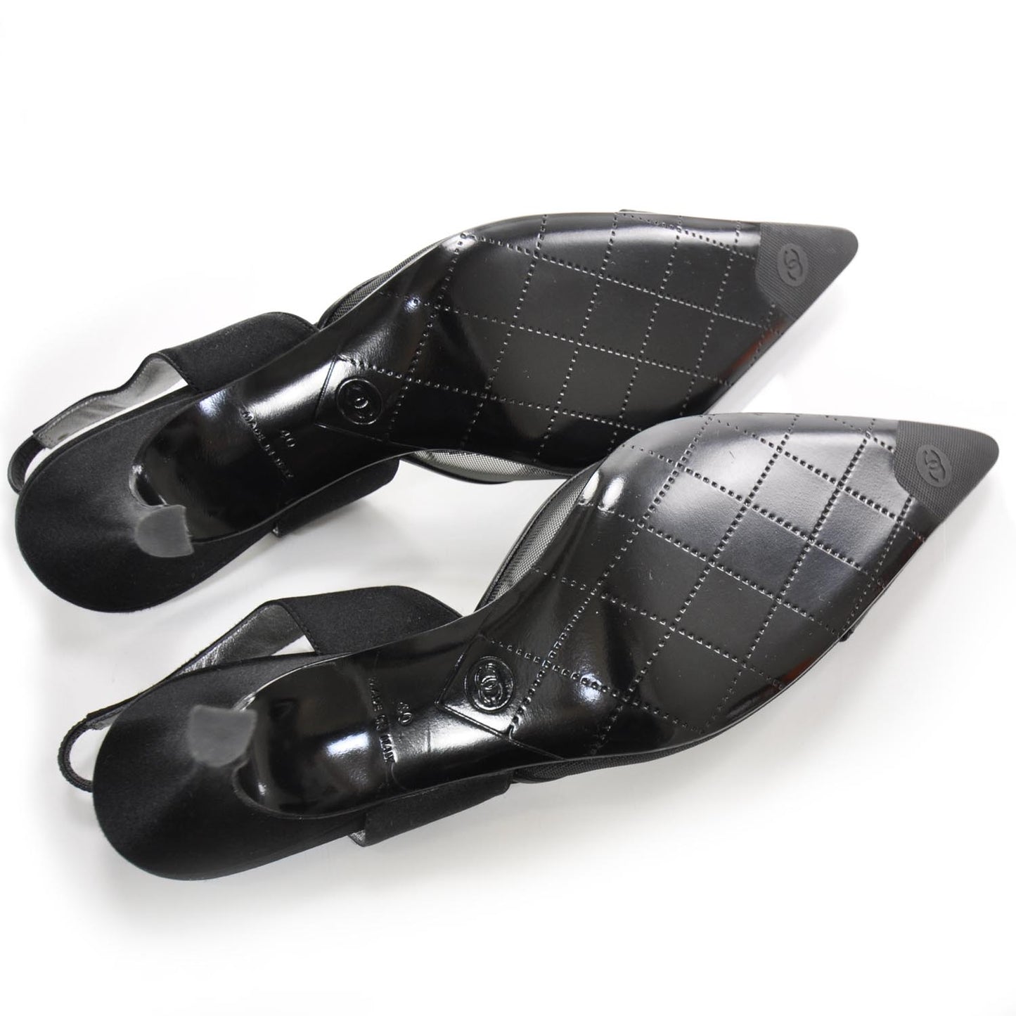 Satin and Mesh CC Heels 40 Black