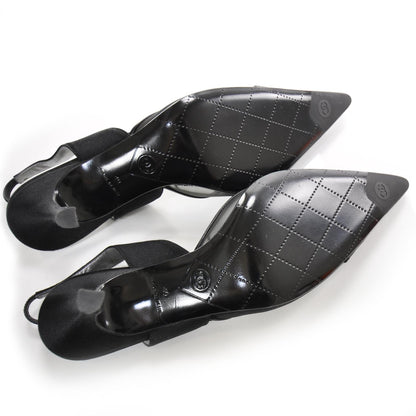 Chanel Satin and Mesh CC Heels 40 Black 4 of 7